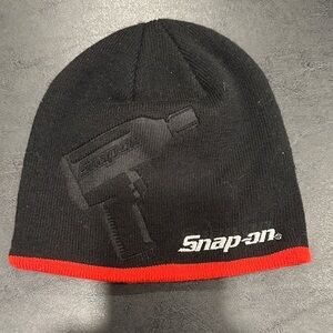 Snap-on Black and Red Beanie Hat